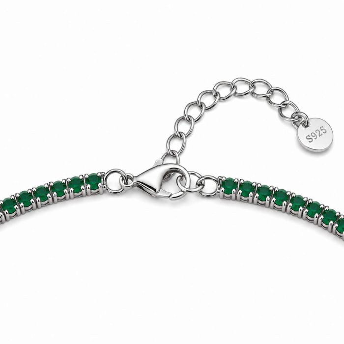Colier Tennis Argint cu Cristale din Zirconiu Verde 2mm, Lungime Reglabilă 45 cm [8]