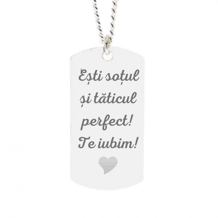 Lant Argint Barbat, placuta army 35 mm, personalizat cu poza, lant cuban [2]