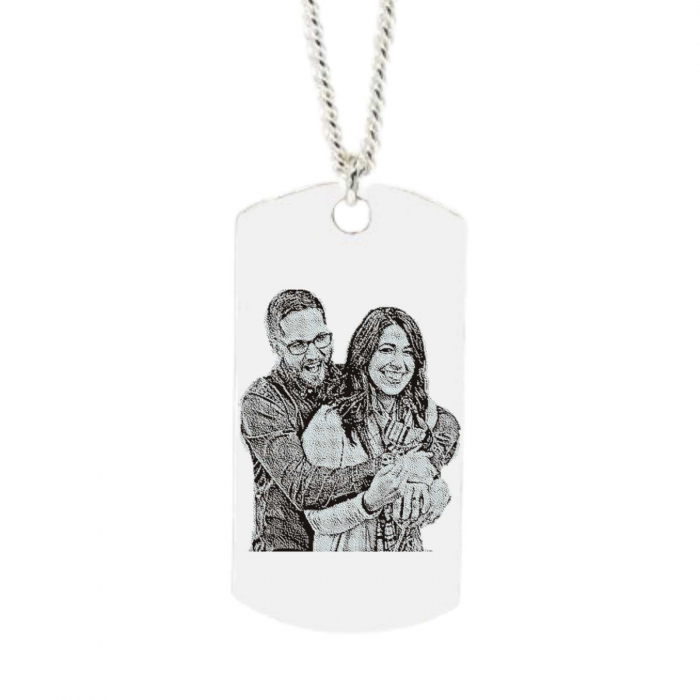 Lant Argint Barbati cu placuta army, personalizat gravura text, lant cuban [2]