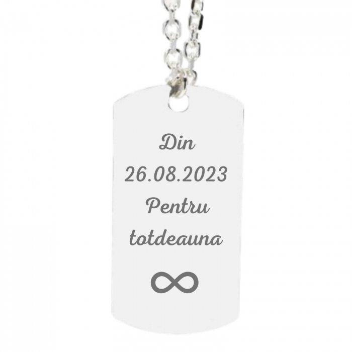 Lant Argint Barbati cu placuta army, personalizat cu poza [2]
