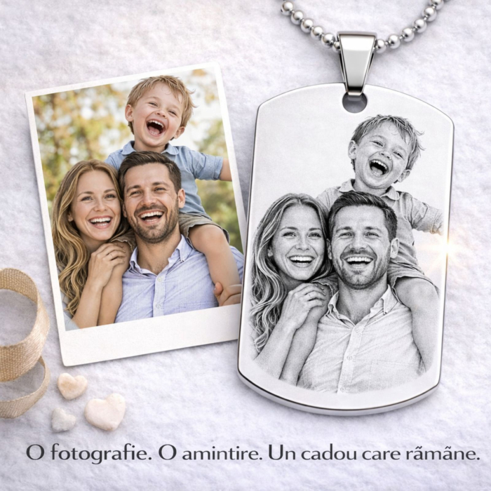 Lant barbati army personalizat cu poza si text, lant cu bile inox [3]