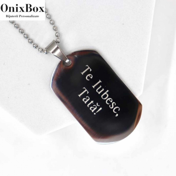 Lant barbati army personalizat cu poza si text, lant cu bile inox [10]