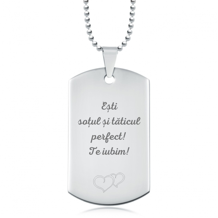 Lant barbati army personalizat cu poza si text, lant cu bile inox [2]