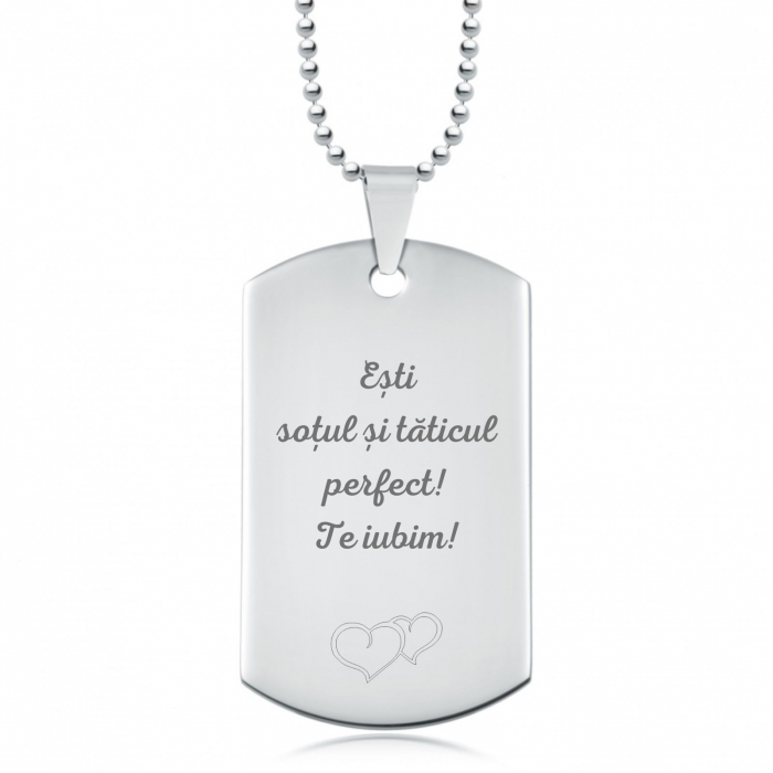 Lant barbati army personalizat cu poza si text, lant cu bile inox [2]