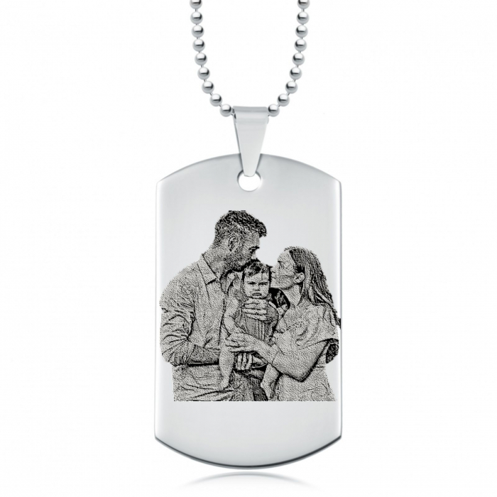 Lantisor barbatesc army personalizat cu poza si text, lant cu bile inox [2]