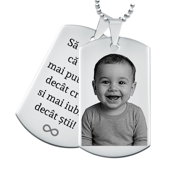 Lant barbati army personalizat, doua placute inox
