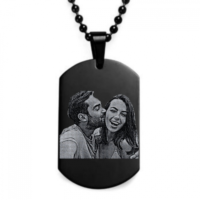Lant barbati army personalizat, inox negru [2]