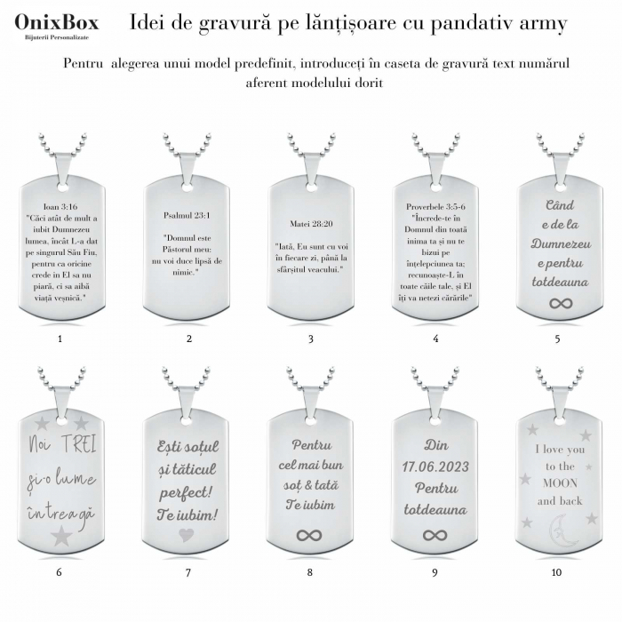 Lant barbati placuta army personalizat cu poza si text, lant cable, inox [4]