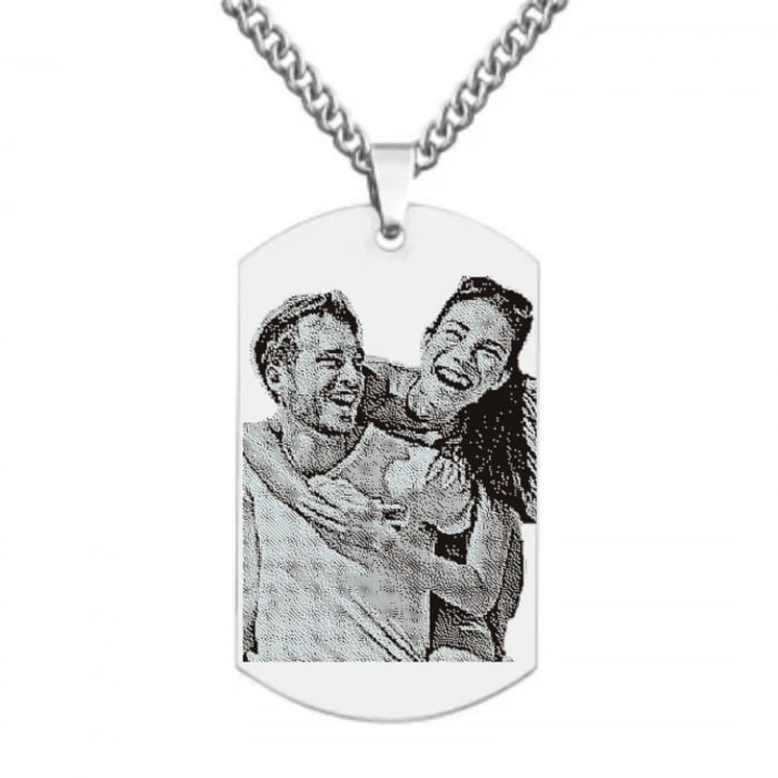 Lantisor barbatesc placuta army personalizat cu poza si text, lant cable, inox [2]