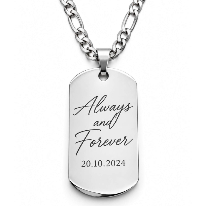 Lanț Army Personalizat cu Poză și Text – Lanț Bărbați Inox Figaro 4 mm [2]