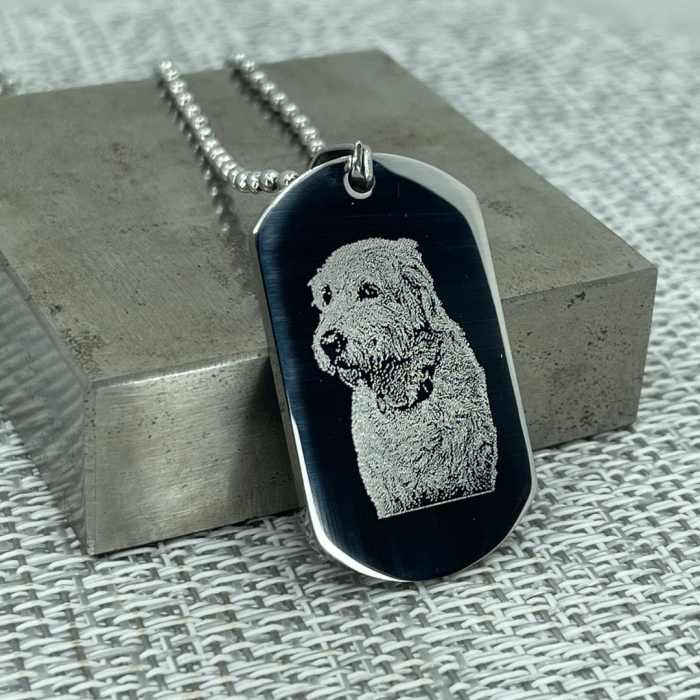 Lant barbati placuta army personalizat cu poza si text, lant figaro, inox [8]