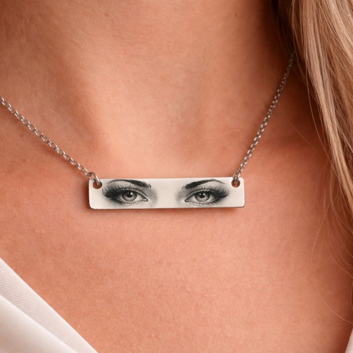 Colier Personalizat cu Ochii Iubitului – Inox Argintiu, Rezistent la Apă, Gravură Foto & Mesaj [2]