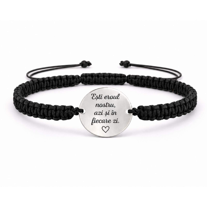 Brățară Personalizată cu Poză și Mesaj pentru Tată – Bănuț din Inox, Șnur Reglabil, Cadou Emoțional [2]