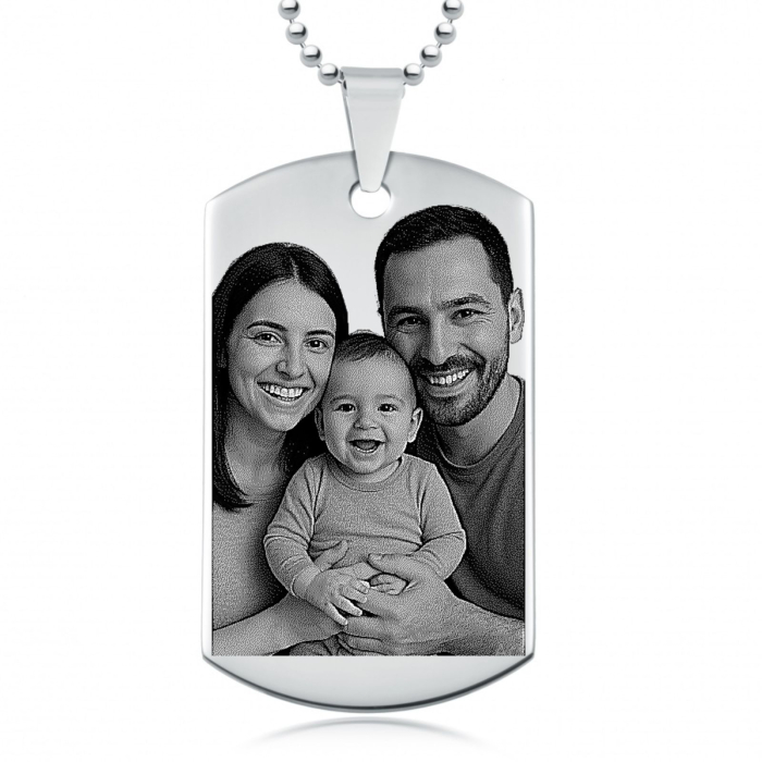 Lant Personalizat cu Poza pentru Barbati, Placuta Army - Inox Premium ,   Gravura Laser Permanenta