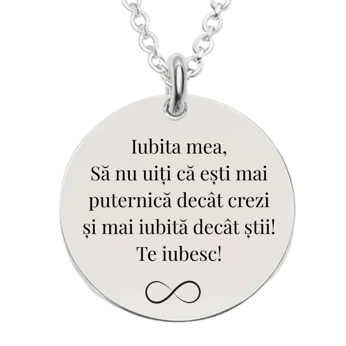 Lănțișor Damă Personalizat cu Nume – Bănuț 20 mm, Lanț 45 cm, Inox Premium [4]