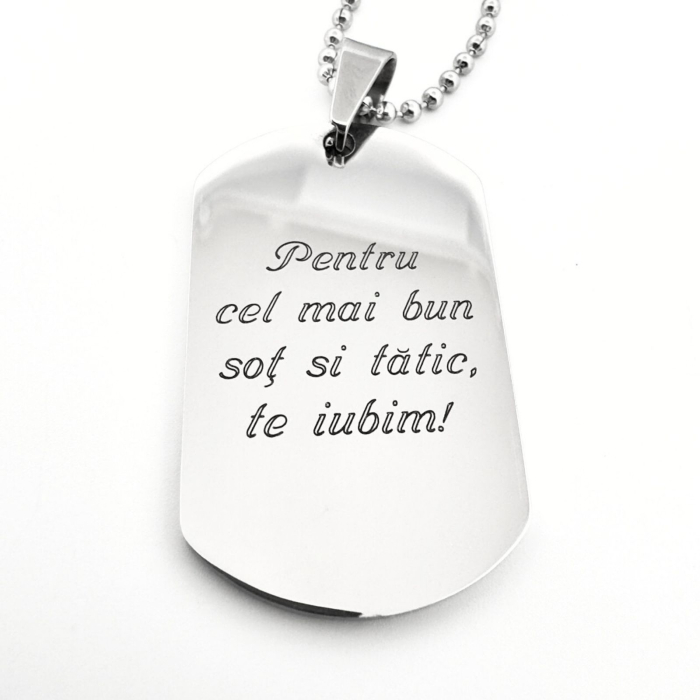 Lantisor barbatesc army personalizat cu poza si text, lant cu bile inox [4]