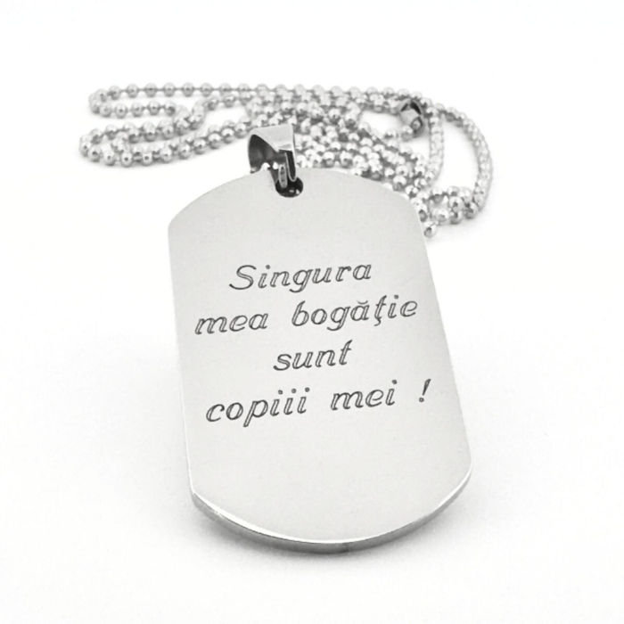 Lantisor barbatesc army personalizat cu poza si text, lant cu bile inox [9]