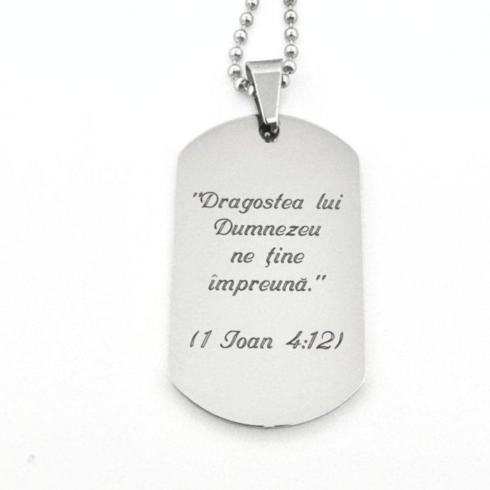 Lantisor barbatesc army personalizat cu poza si text, lant cu bile inox [6]