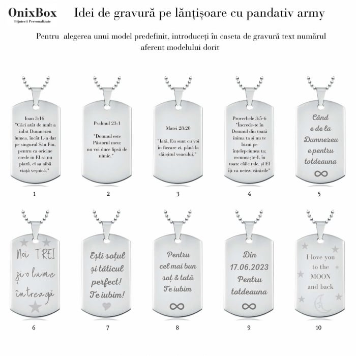 Lantisor barbatesc placuta army personalizat cu poza si text, lant cuban, inox [5]