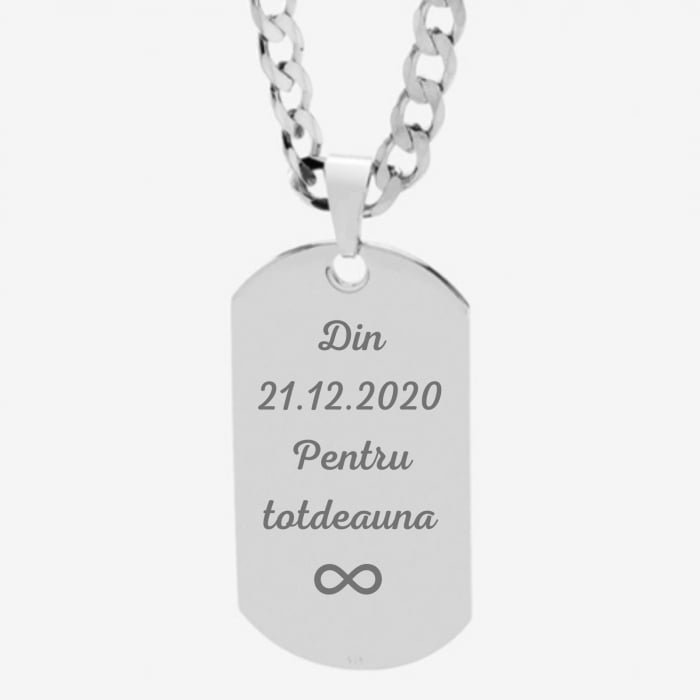 Lant barbati placuta army personalizat cu poza si text, lant cuban, inox [2]
