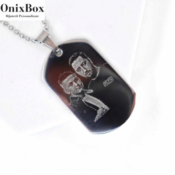 Lantisor barbatesc placuta army personalizat cu poza si text, lant cuban, inox [9]