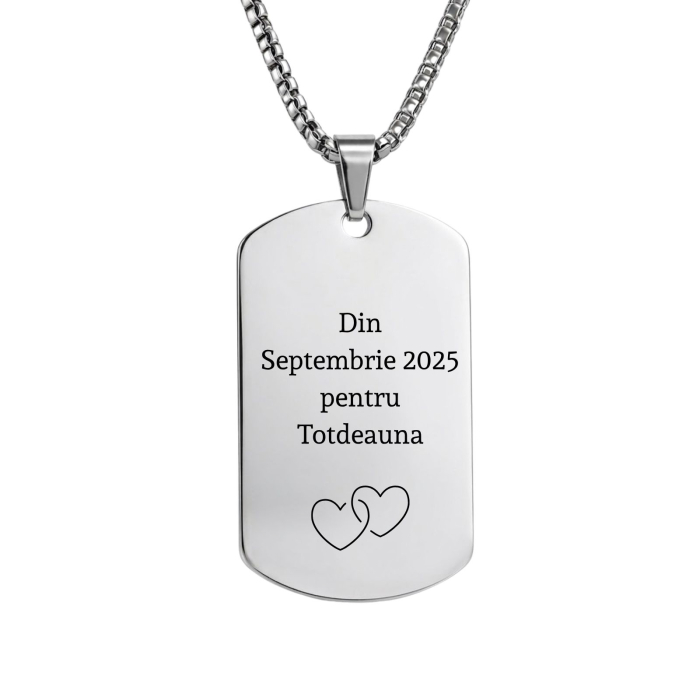 Lantisor barbatesc placuta army personalizat cu poza si text, lant cuban, inox [3]