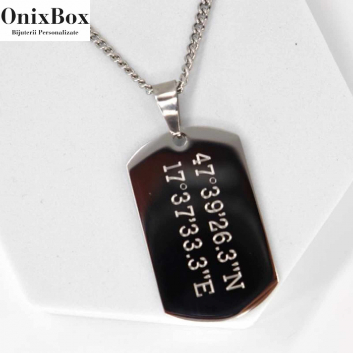 Lantisor barbatesc placuta army personalizat cu poza si text, lant figaro, inox [8]
