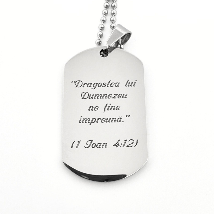 Lantisor barbatesc placuta army personalizat cu poza si text, lant figaro, inox [4]