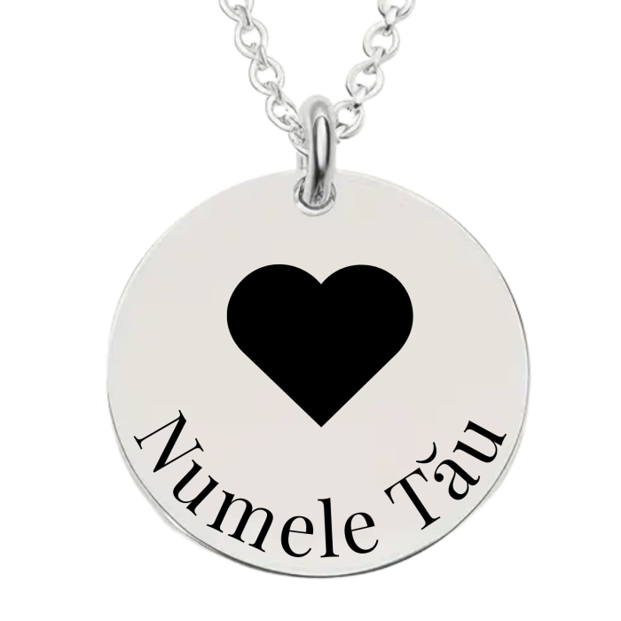 Lantisor Dama Personalizat cu Nume ,   Banut 20 mm, Lant 45 cm, Inox Premium