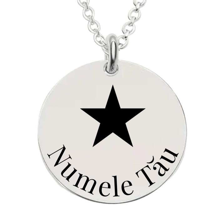Lănțișor Damă Personalizat cu Nume – Bănuț 20 mm, Lanț 45 cm, Inox Premium [2]