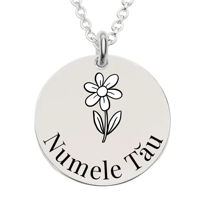 Lănțișor Damă Personalizat cu Nume – Bănuț 20 mm, Lanț 45 cm, Inox Premium [3]