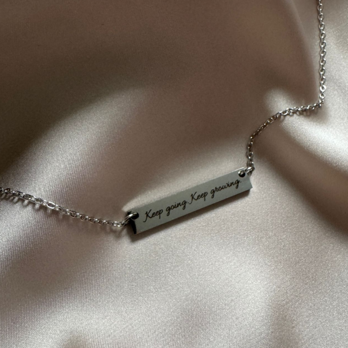 Lănțișor Damă Personalizat cu Nume sau Mesaje, Plăcuță Inox 35x6mm, Argintiu [2]