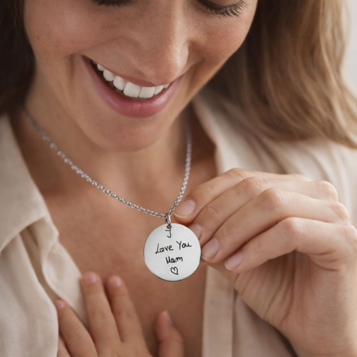 Lănțișor Personalizat cu Scris de Mână pentru Damă - Bănuț 20mm, Lungime Lanț 45cm, Oțel Inoxidabil [2]