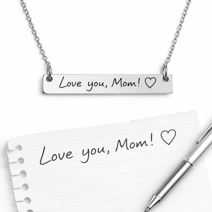 Lănțișor Personalizat cu Scris de Mână pentru Damă - Plăcuță 35x6 mm, Lungime Lanț 45cm, Oțel Inoxidabil [3]