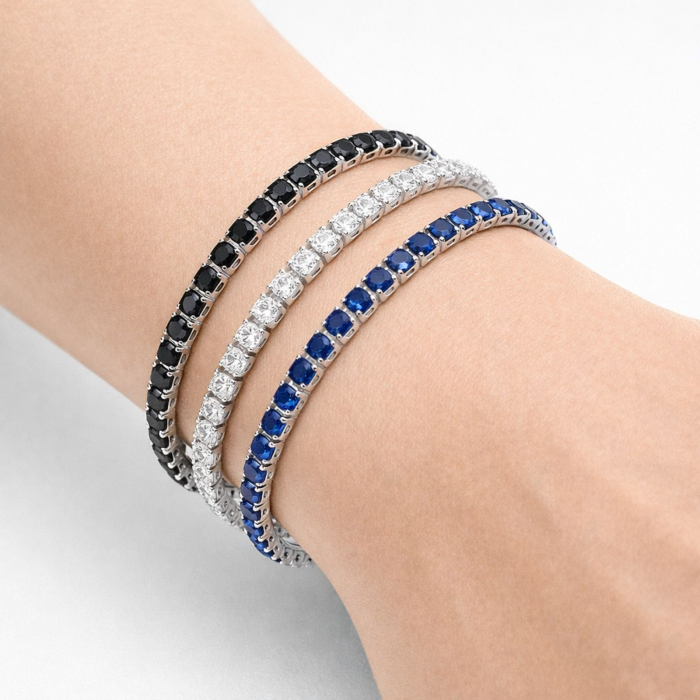 Set 3 Brățări Tennis - Oțel Inoxidabil, Mărimi Reglabile - Classic Trio (Alb, Negru, Albastru) [2]