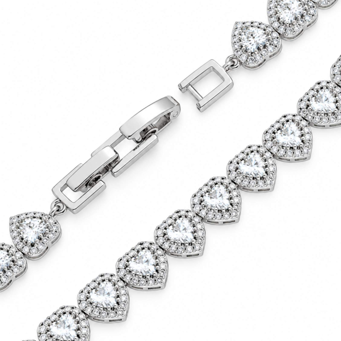Set Angel Heart Argintiu - Colier și Brățară cu Cristale 7.5 mm, Aliaj Rodiat [3]