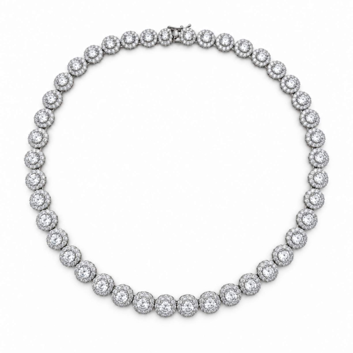 Set Bijuterii Angel din Argint 925 Rodiat cu Cristale 8 mm – Colier și Brățară [9]