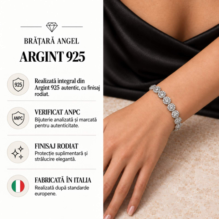 Set Bijuterii Angel din Argint 925 Rodiat cu Cristale 8 mm – Colier și Brățară [11]