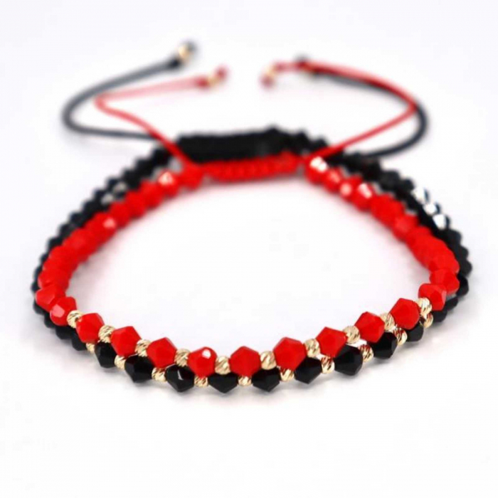 Set brățări Aur 14K, cu biluțe, Cristale Sticlă, șnur reglabil [3]