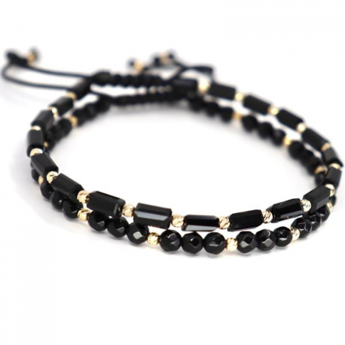 Set brățări cu biluțe de  Aur 14K, Cristale Sticlă și Onix [3]