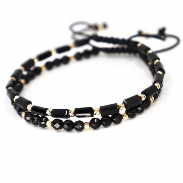 Set brățări cu biluțe de  Aur 14K, Cristale Sticlă și Onix [2]