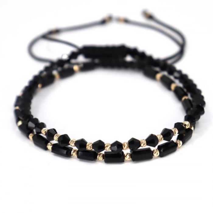 Set bratari cu bilute de  Aur 14K, Cristale Sticla, snur reglabil [9]