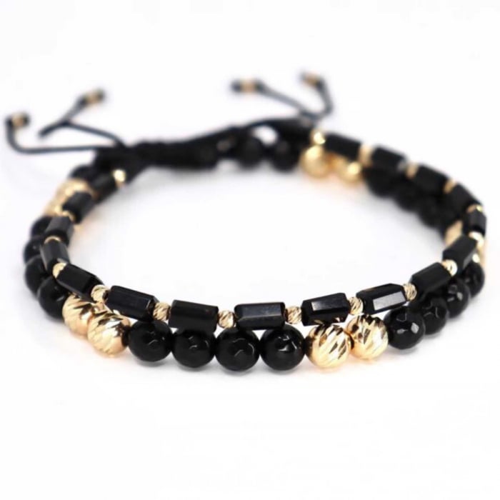 Set brățări cu bile de  Aur 14K, Onix și Cristale Sticlă [3]