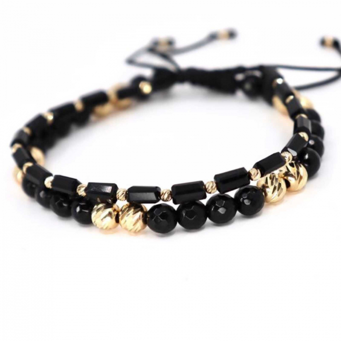 Set brățări cu bile de  Aur 14K, Onix și Cristale Sticlă [2]
