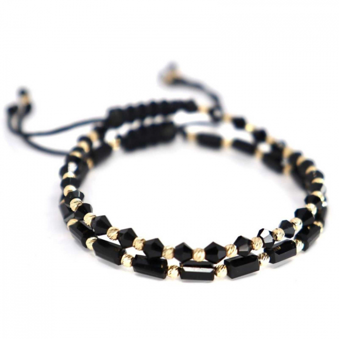 Set Brățări cu Biluțe de Aur 14K, Șnur Reglabil și Cristale Sticlă [3]