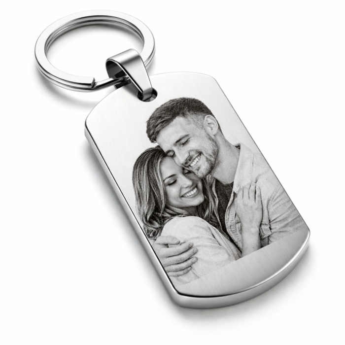 Set 2 Brelocuri Personalizate cu Poză și Text – Inox, Gravură Laser, Cadou Cuplu / Familie [2]