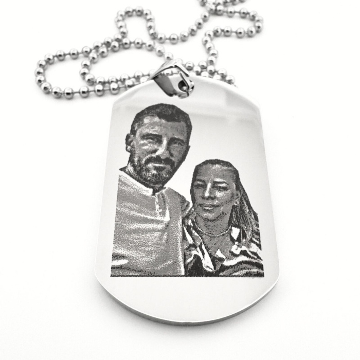Set Coliere Personalizate Tată și Fiu - Gravate cu Poză și Text - Plăcuță Army, Lănțișor cu Biluțe - Oțel Inoxidabil [8]