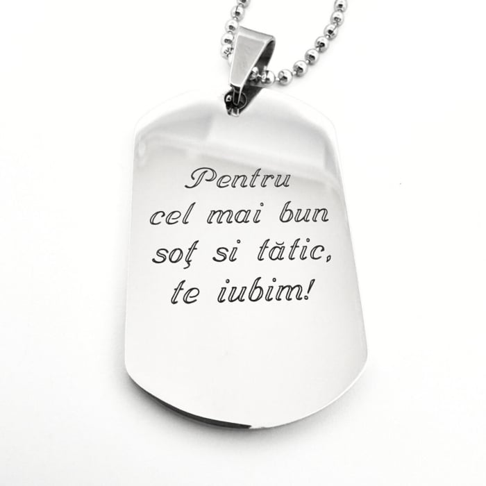 Set Lanț Army și Brățară cu Plăcuță pentru Bărbați, Personalizate Foto și Text, din Oțel Inoxidabil [5]