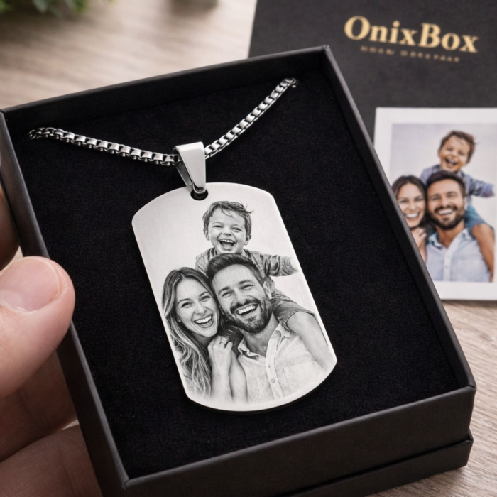 Set Lanț Army și Brățară cu Plăcuță pentru Bărbați, Personalizate Foto și Text, din Oțel Inoxidabil [2]