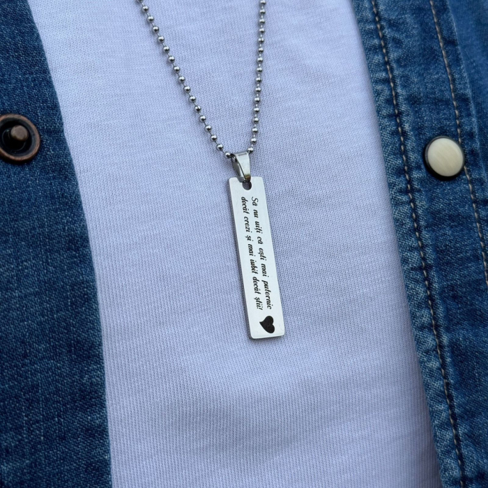 Set Lanț și Brățară cu Plăcuță pentru Bărbați, Personalizate Text, din Oțel Inoxidabil [3]